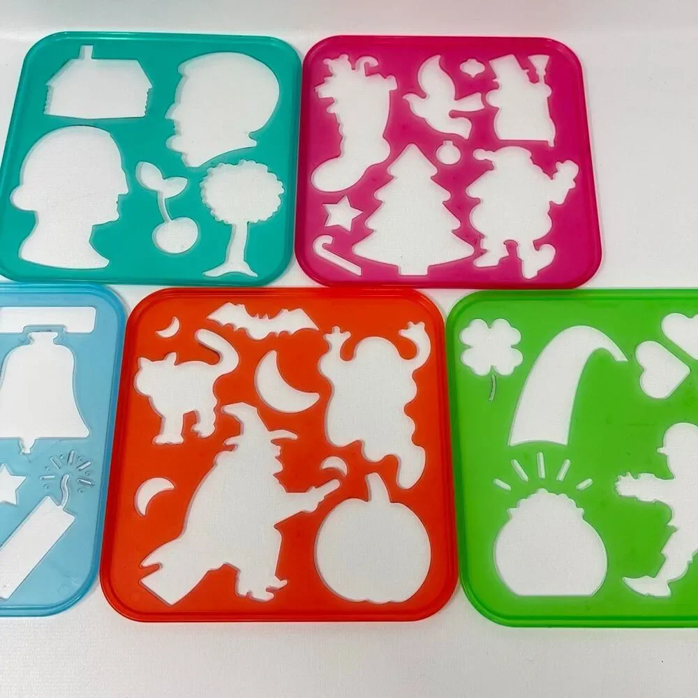 Tupperware Stencils Vintage 1990 Tuppertoys Set of 5 Patriotic Halloween Holiday